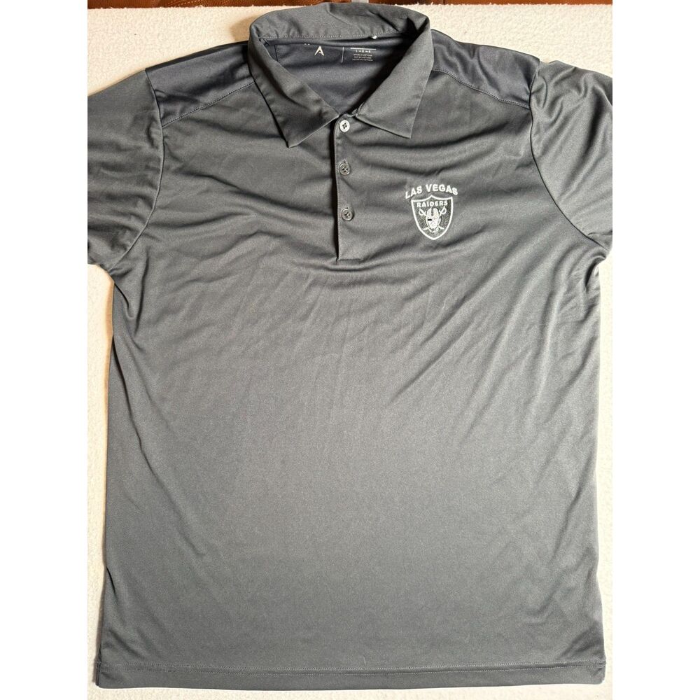 Las Vegas Raiders Polo Shirt Mens L Black NFL On Field Apparel Dri Fit